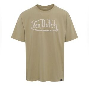Von Dutch Distressed Logo Relaxed Fit Tee Multiple Sizes Green Sage NEW Sold Out